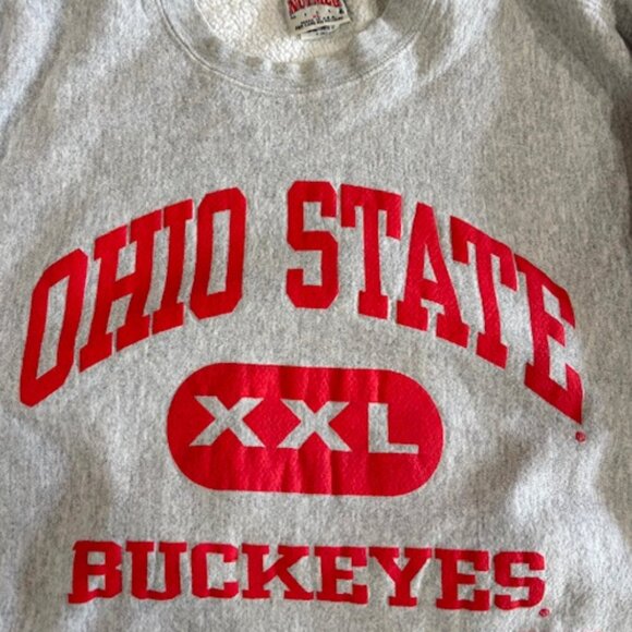 Vintage Ohio State Buckeyes Sweatshirt-Nutmeg Mills scarlet & gray Very Rare-XL - Picture 1 of 4